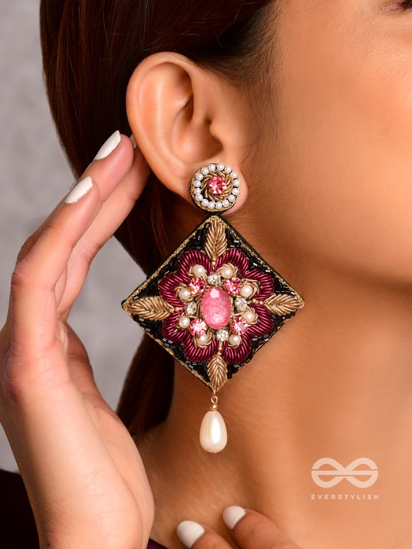 Kisalaya- The Delicate Bloom- Pearls and Stones Embroidered Earrings
