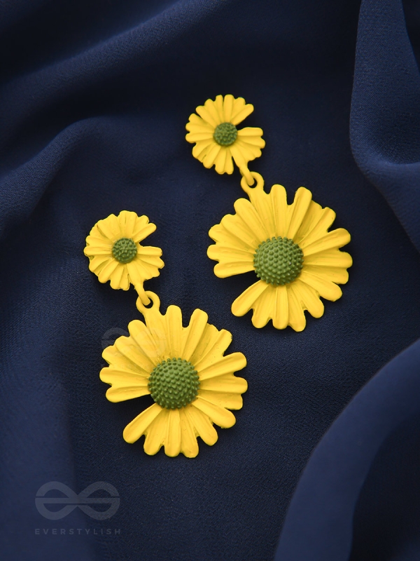 A Field of Flowers - Statement Dangler Earrings (Yellow)