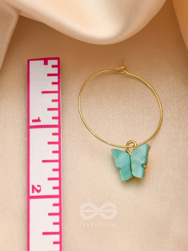 The Beauteous Butterfly Hoops (Blue) - Golden Casual Earrings