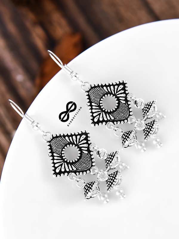 An intriguing Delight - Oxidised Boho Earrings