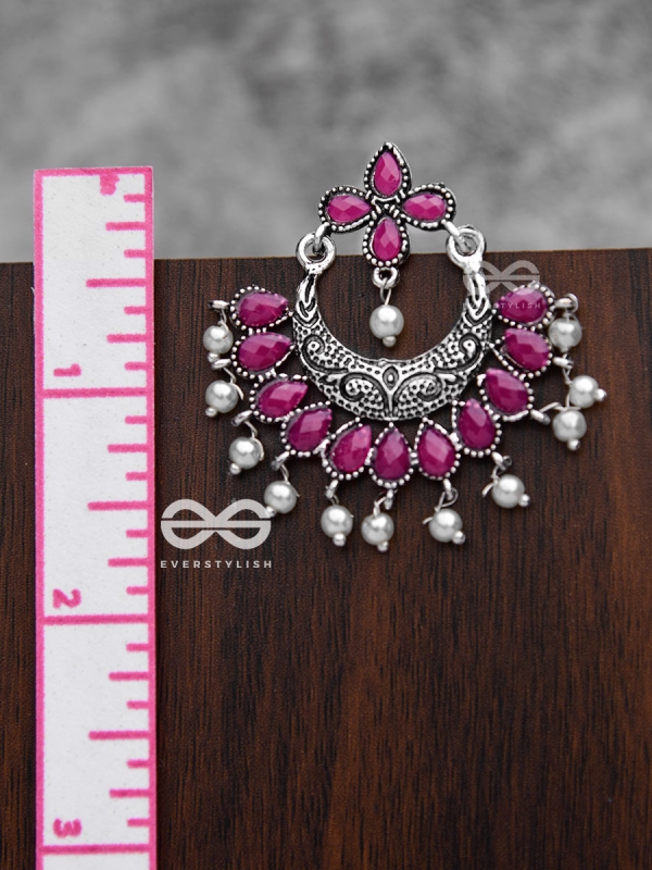 The Elegance of Royalty (Ruby Red) - Embellished Oxidised Earrings