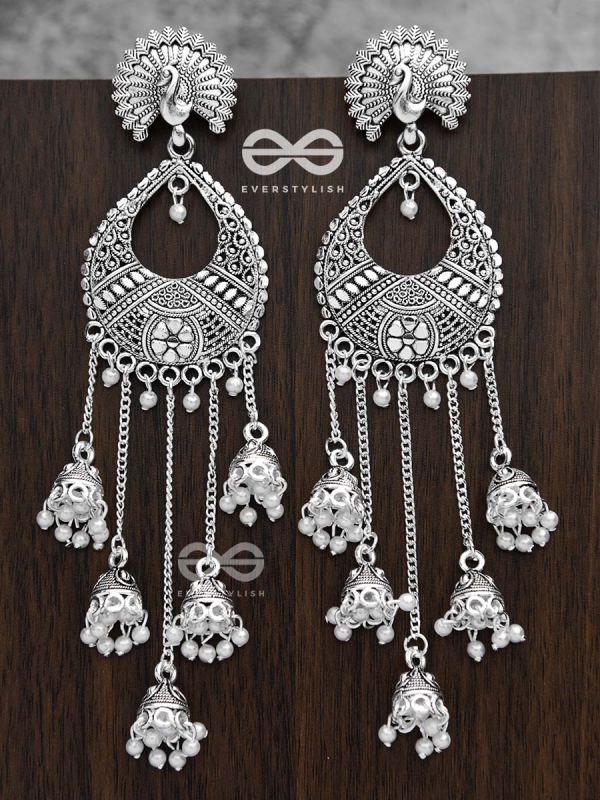 The Bohemian Peacock Artwork - Five Jhumki Earrings