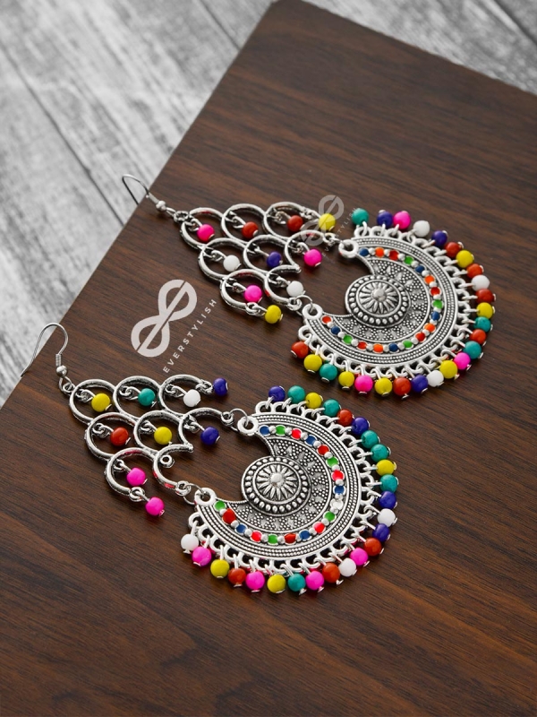 A Playful Splash of Colours - Oxidised Boho Danglers
