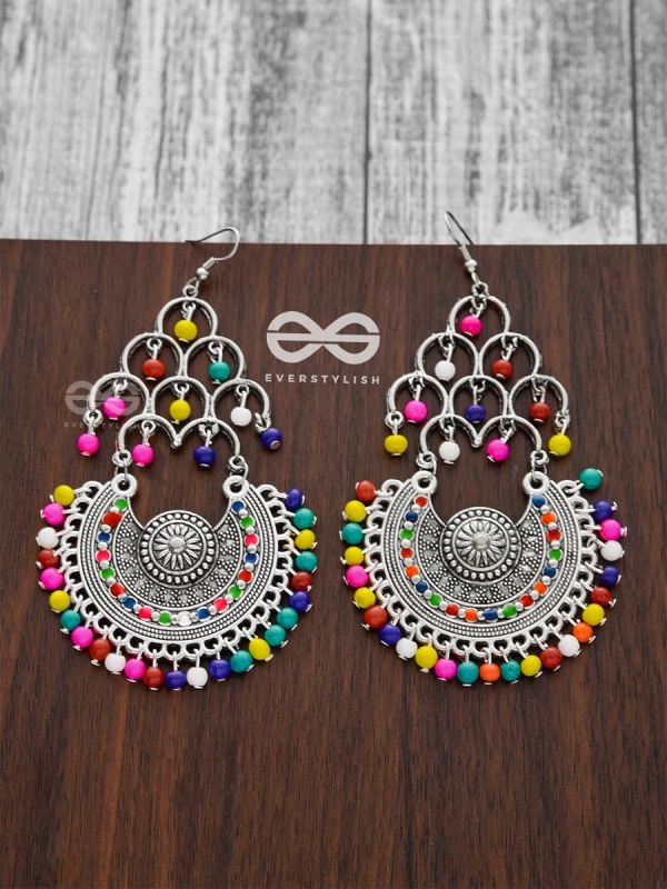 A Playful Splash of Colours - Oxidised Boho Danglers