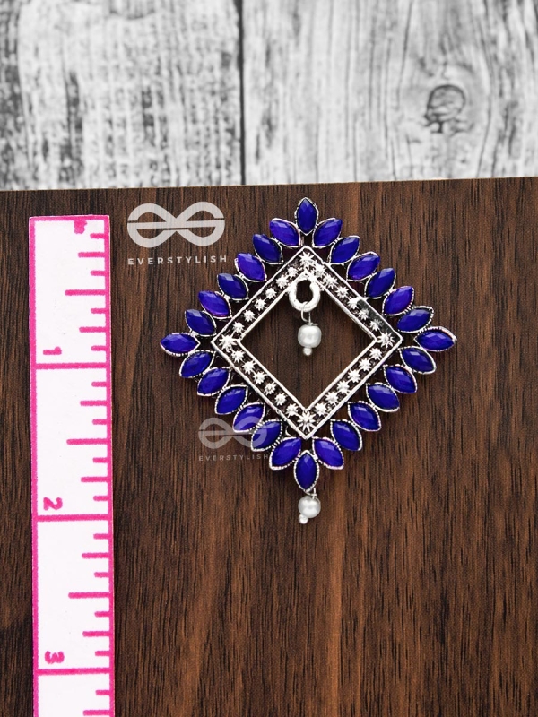 The Elegance Squared Studs (Sapphire Blue)- Embellished Oxidised Collection