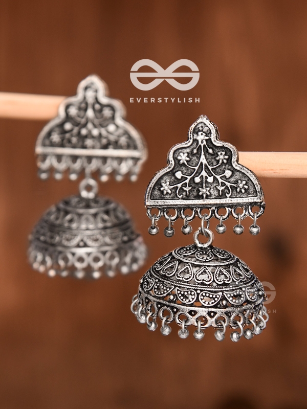 The Statement of Elegance - Oxidised Boho Jhumkas
