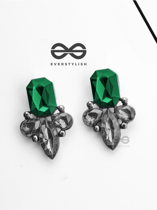 The Elegant Embellished Green Studs