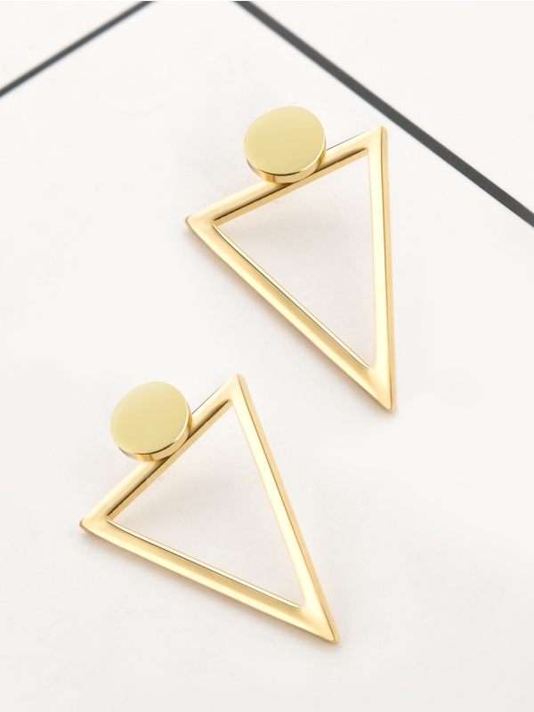 The Elegant Golden Triangle Ear Jackets 