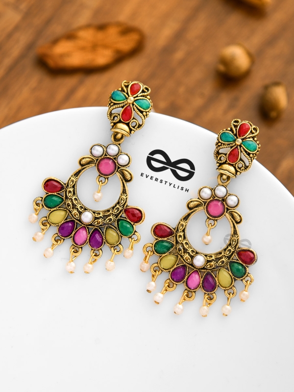 A Colourful Intricacy - Golden Boho Earrings