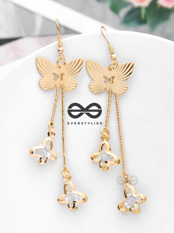 The Studded Dangling Butterflies - The Golden Charm Collection