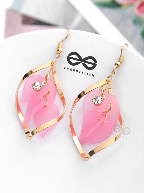 A Twisty Tale - Golden Casual Danglers (Flamingo Pink)