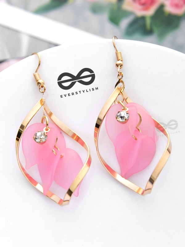 A Twisty Tale - Golden Casual Danglers (Flamingo Pink)