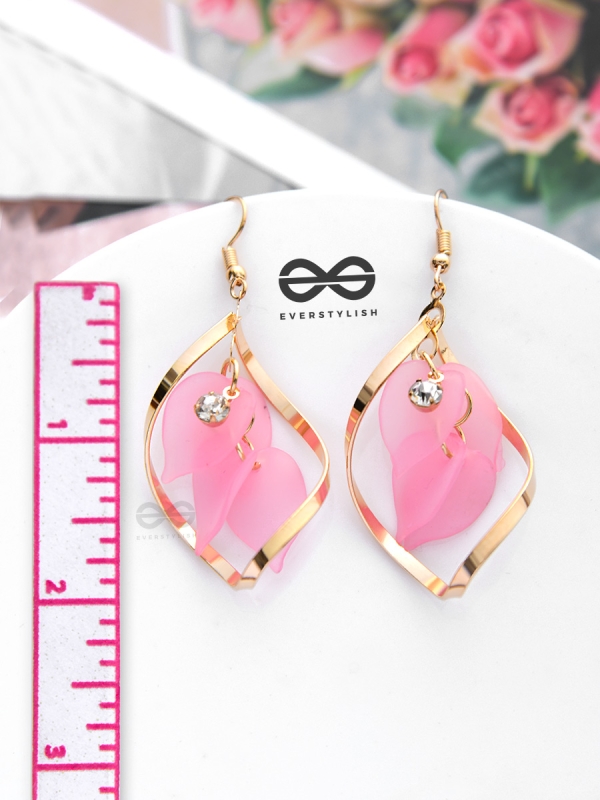 A Twisty Tale - Golden Casual Danglers (Flamingo Pink)