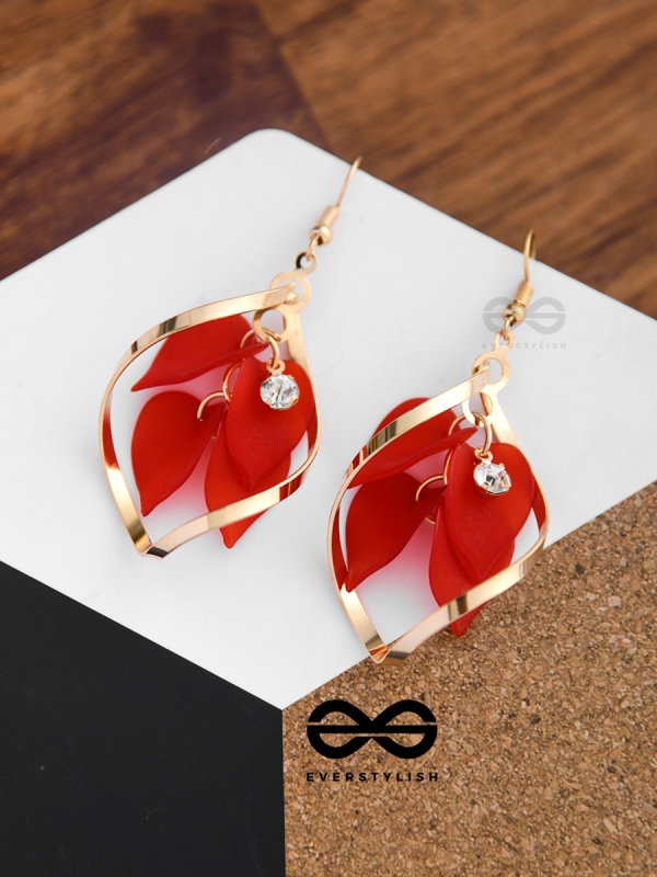 A Twisty Tale - Golden Casual Danglers (Rose Red)