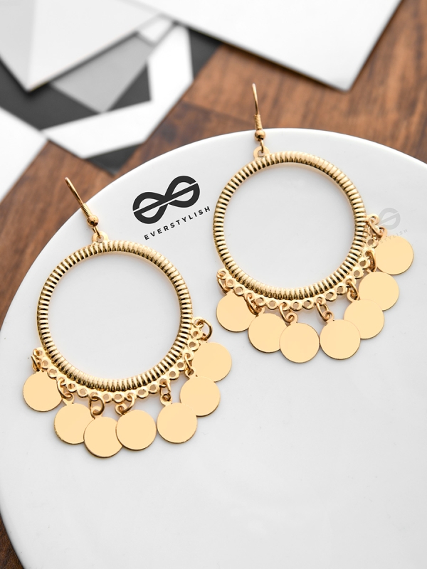The Circular Charm Danglers - The Golden Charm Collection