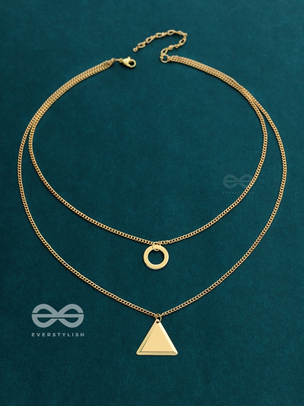 A Geometric Statement - Golden Layered Neckpiece With Anti-Tarnish Coating