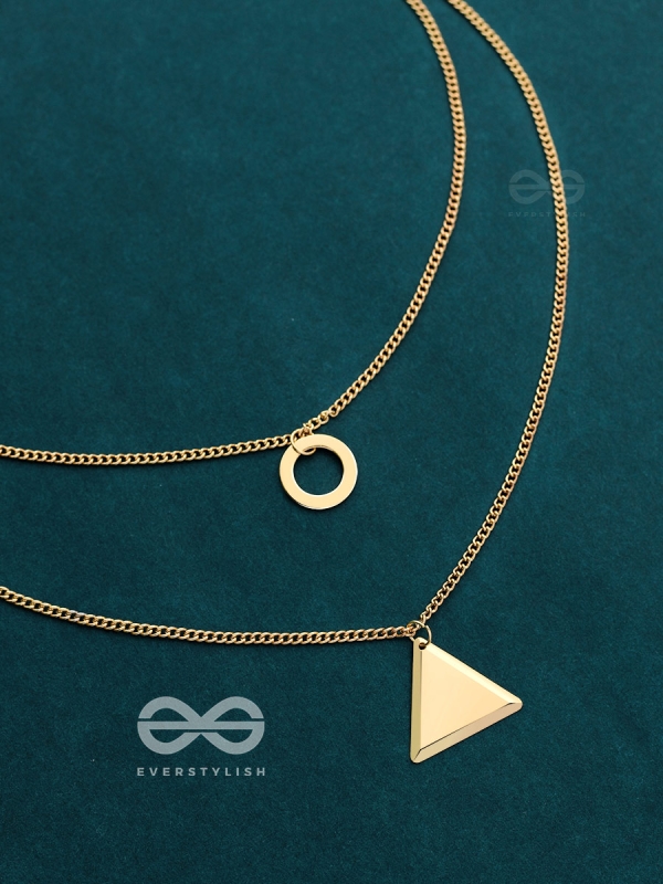 A Geometric Statement - Golden Layered Neckpiece With Anti-Tarnish Coating