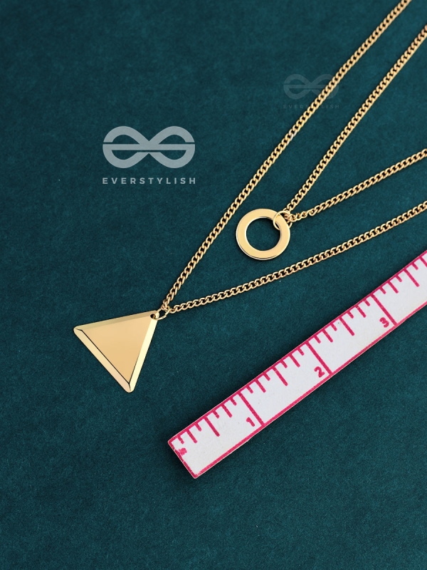 A Geometric Statement - Golden Layered Neckpiece With Anti-Tarnish Coating