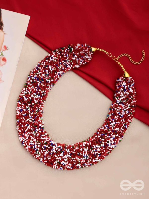 The Beauteous Braided Criss-Cross Beaded Necklace (Multicoloured)