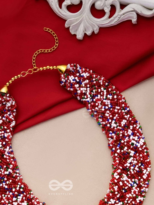The Beauteous Braided Criss-Cross Beaded Necklace (Multicoloured)