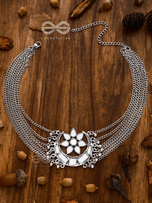 The Shimmery Eclipse - Set of Mirror Earrings and Neckpiece