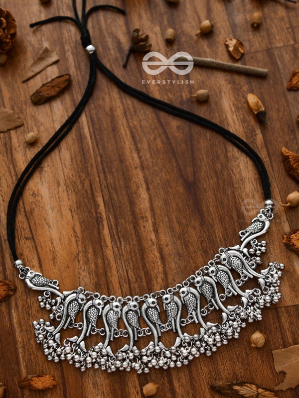 The Poignant Peacocks - Set of Earrings and Neckpiece