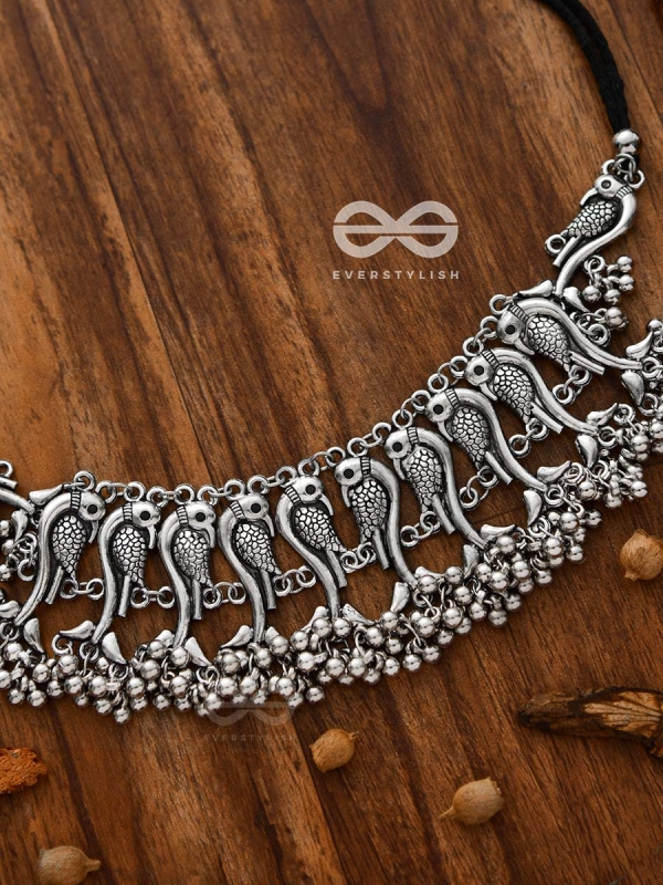 The Poignant Peacocks - Set of Earrings and Neckpiece