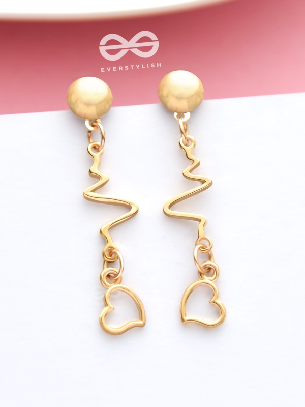The Beating Hearts - Golden Statement Dangler Earrings