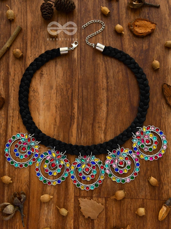 The Coloursplashed Enigma - Set of Statement Neckpiece and Earrings