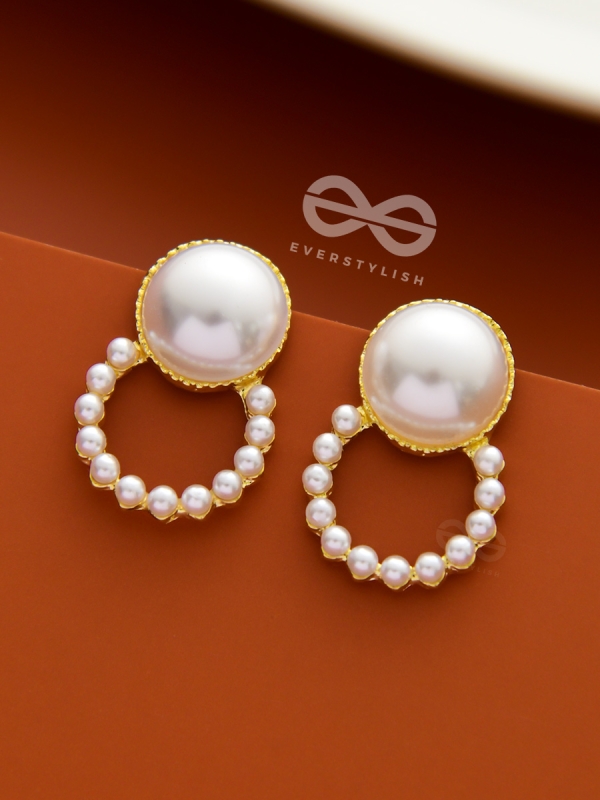 The Pearls of Beauty - Golden Statement Stud Earrings