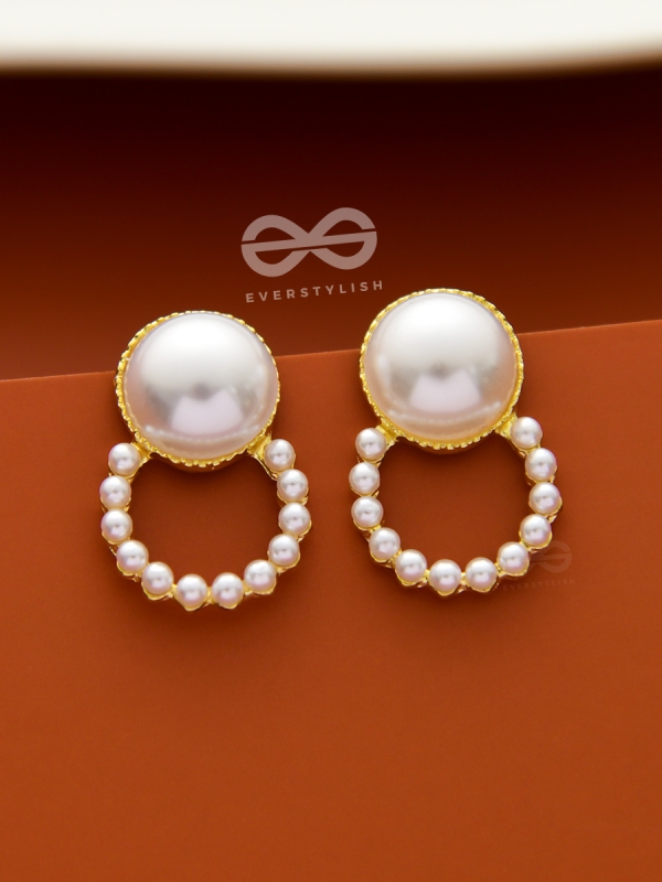 The Pearls of Beauty - Golden Statement Stud Earrings