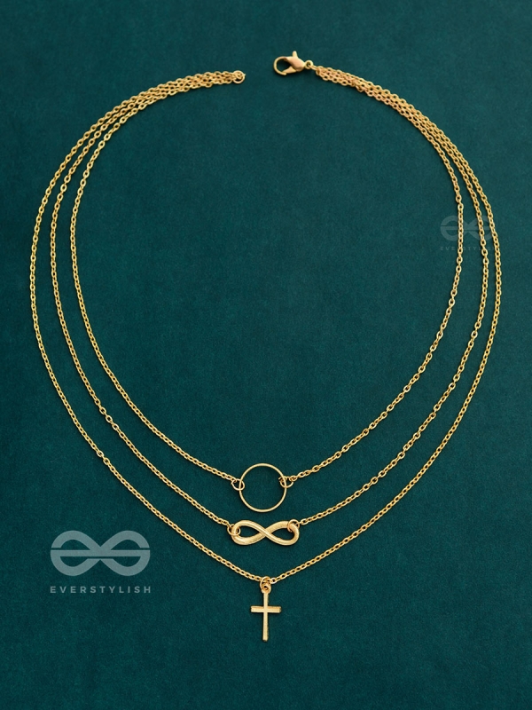 The Layered Infinite Grace - Golden Statement Neckpiece With Anti-Tarnish Coating 