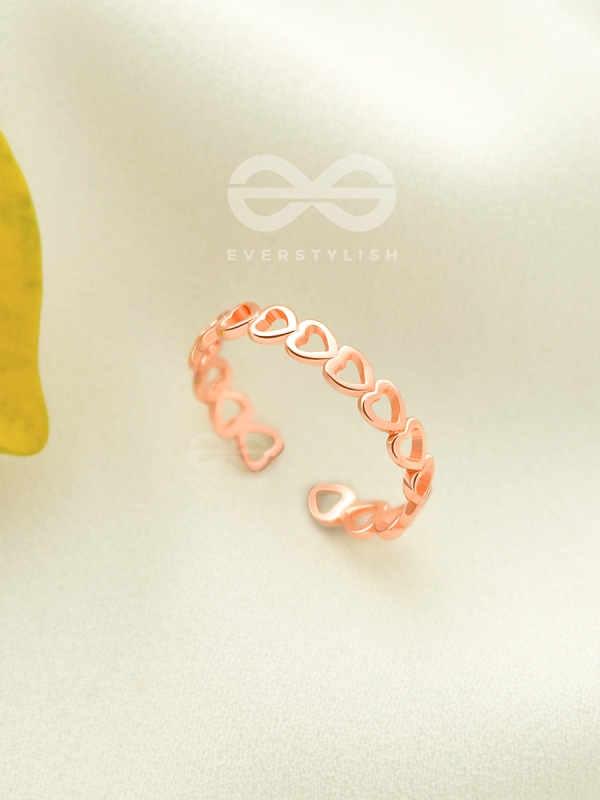 Hearts Wrapped Around My Finger - Golden Adjustable Ring