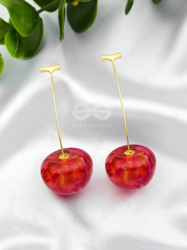 CHERRY ON TOP - Golden Dangler EARRINGS