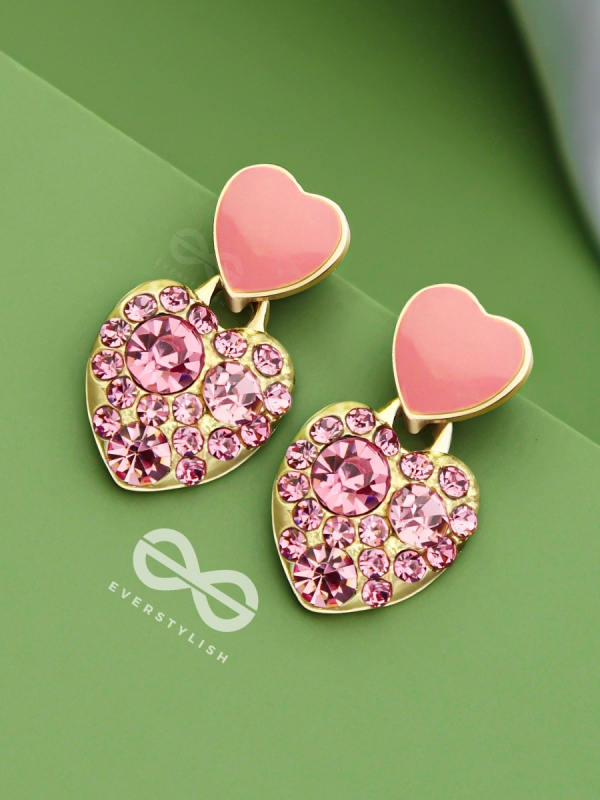 The Gems of Love - Golden Embellished Earrings