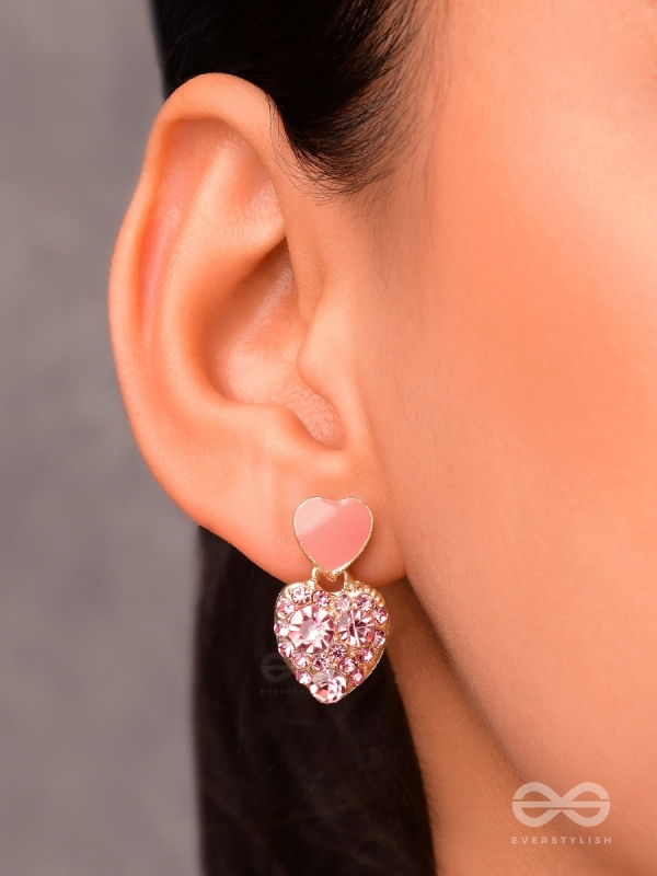 The Gems of Love - Golden Embellished Earrings