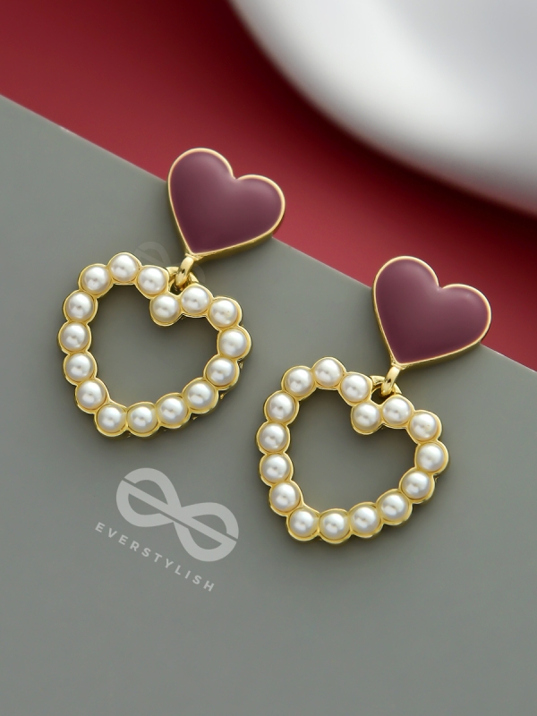 I'm all Heart - Statement Pearl Enamelled Earrings