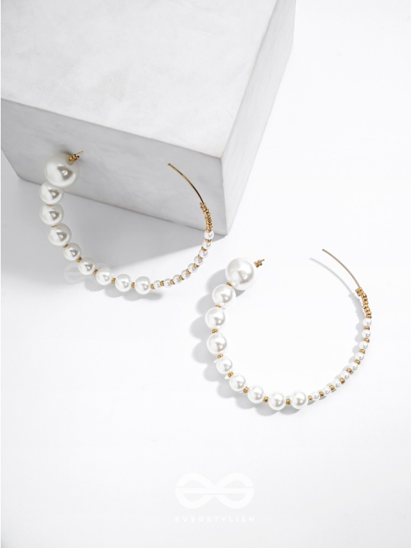 The Crescent Moon Pearls - Statement Hoops