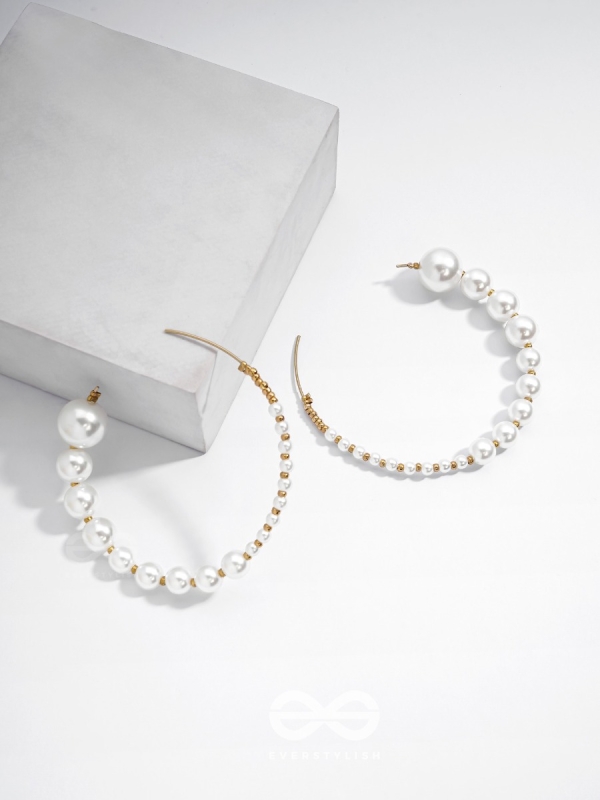 The Crescent Moon Pearls - Statement Hoops