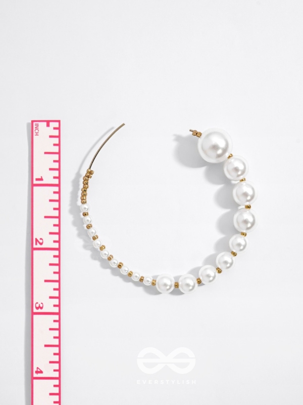 The Crescent Moon Pearls - Statement Hoops