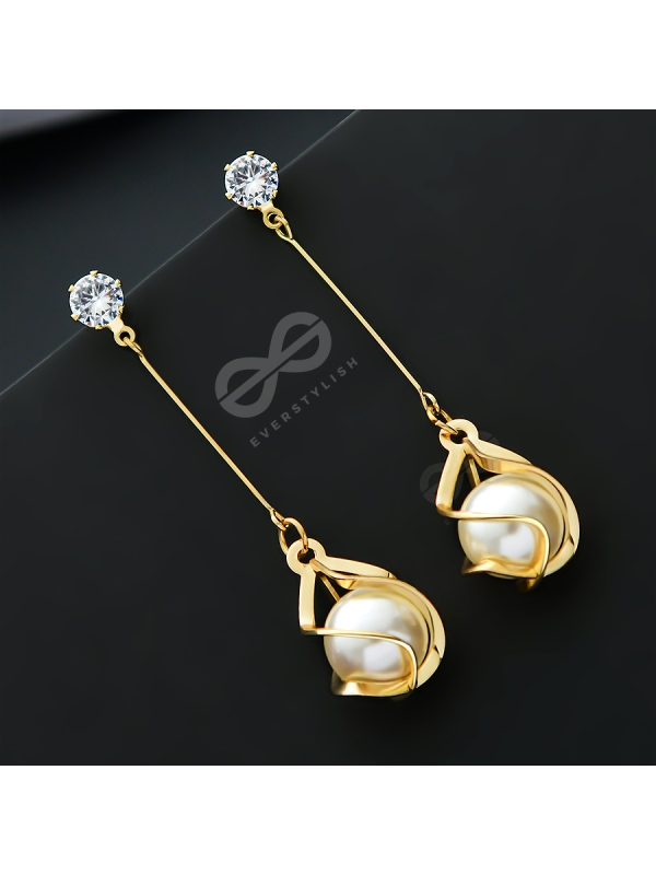 Pearl and Preciousness - Golden Danger Earrings