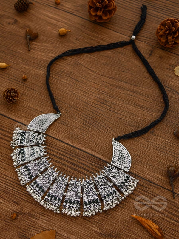The Chunky Bohemian Statement - Set of Oxidised Earrings and Neckpiece
