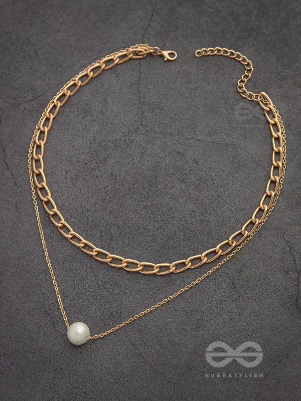 The Layered Elegance - Golden Pearl Multilayered Neckpiece With Anti-Tarnish Coating 