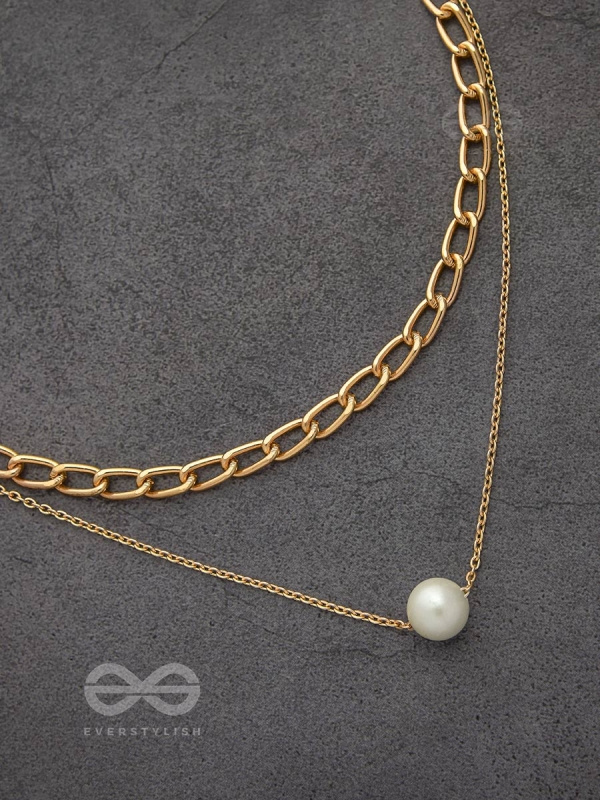 The Layered Elegance - Golden Pearl Multilayered Neckpiece With Anti-Tarnish Coating 