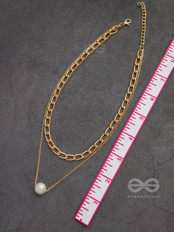The Layered Elegance - Golden Pearl Multilayered Neckpiece With Anti-Tarnish Coating 