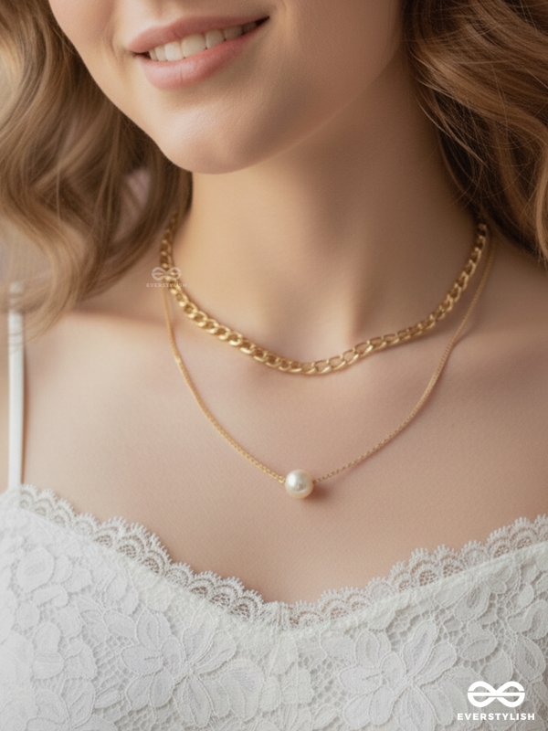 The Layered Elegance - Golden Pearl Multilayered Neckpiece With Anti-Tarnish Coating 