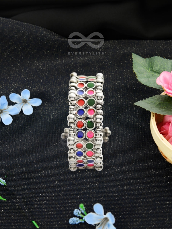 The Elegant Symmetry - Adjustable Enamelled Bracelet (Multicoloured)