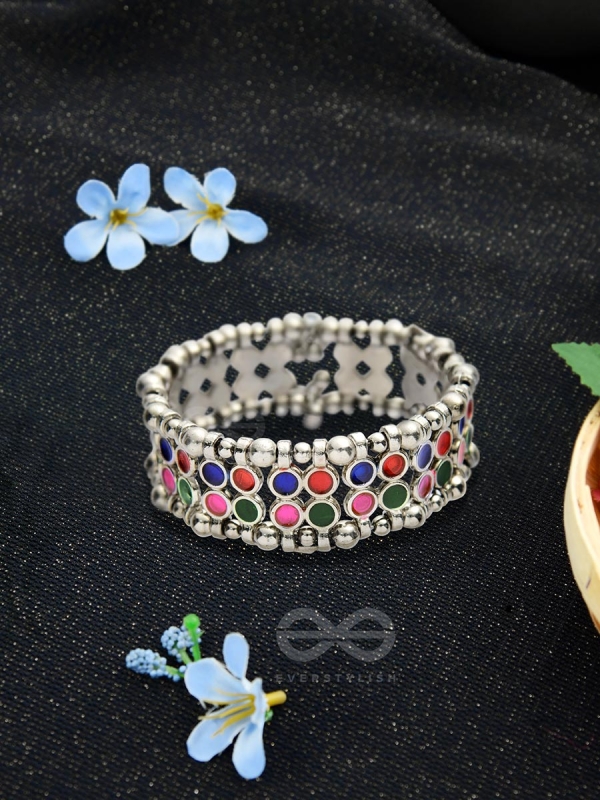 The Elegant Symmetry - Adjustable Enamelled Bracelet (Multicoloured)