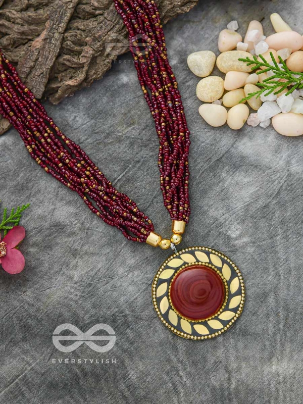 The Timeless Elegance- Beautiful Beaded Neckpiece (Mulberry)