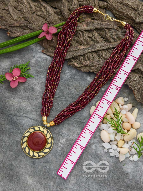 The Timeless Elegance- Beautiful Beaded Neckpiece (Mulberry)